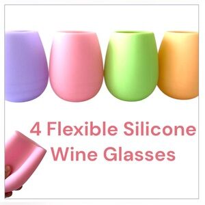 Set of 4 Silicone Wine Glasses-Pastel Colors